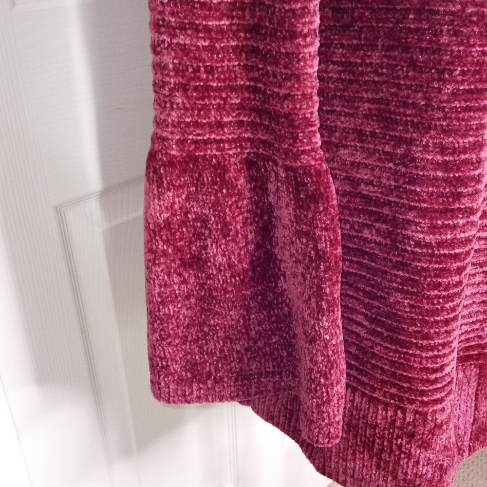 LC Lauren Conrad Rust Chenille Bell Sleeve Sweater Cardigan Sz Small - Picture 3 of 6